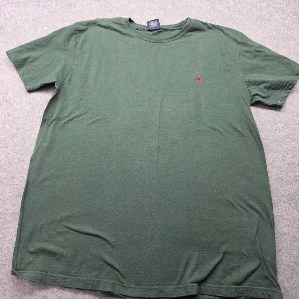 Polo Ralph Lauren VTG Men Green Short Sleeve Cotton T-Shirt Size L Red Pony